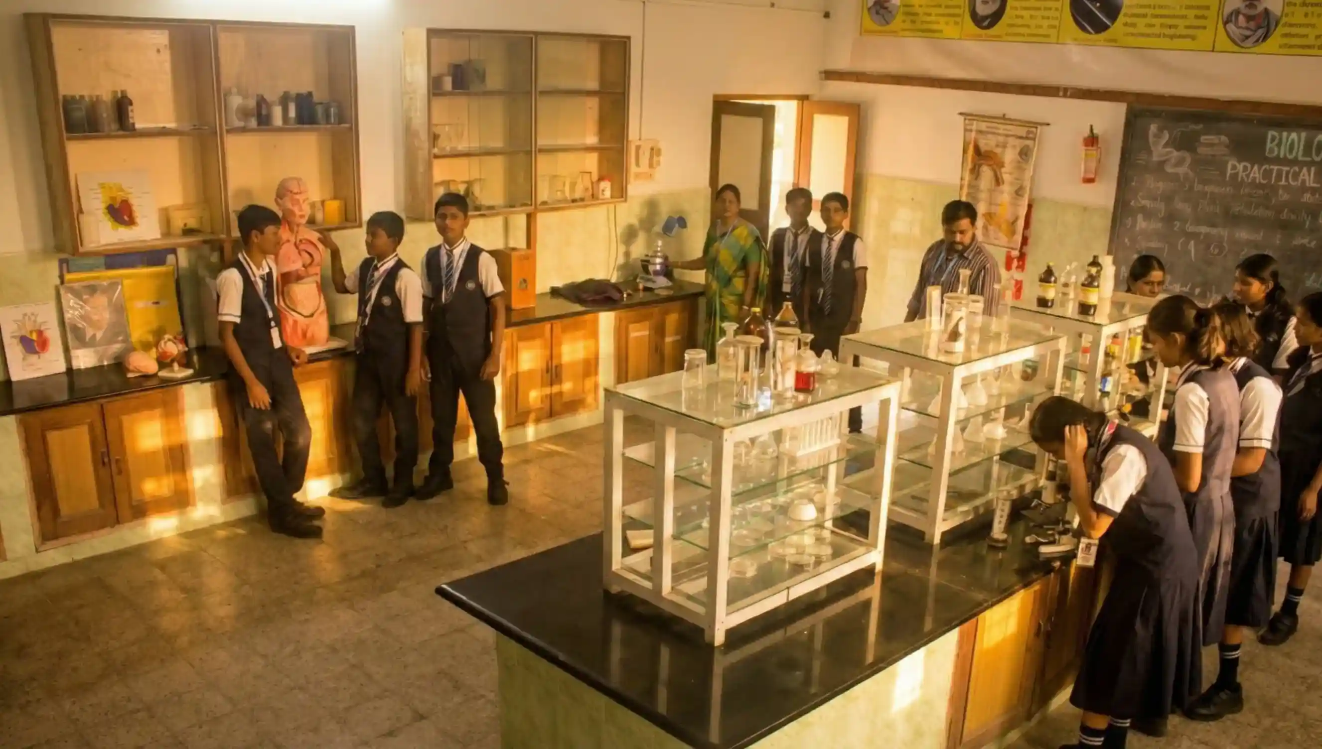 biology lab of Carmel High School Gadchiroli
